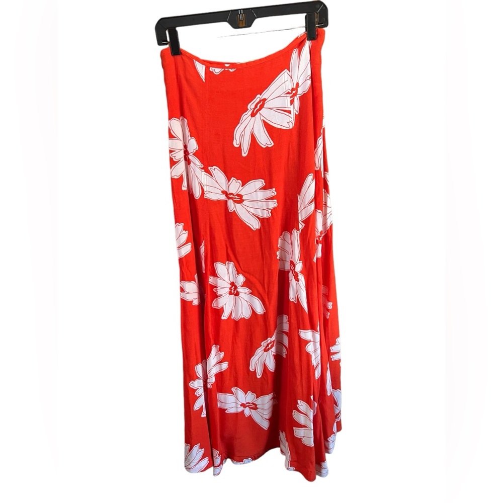 Maeve by Anthropologie Floral Midi Skirt High Slits Lined Size 6 - Picture 3 of 6